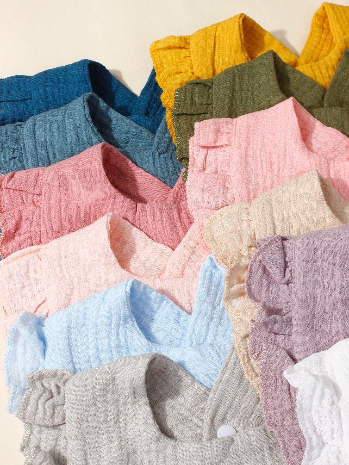 12pcs Newborn Candy Color Soft Breathable Muslin Bibs Set, Cute Baby Drool Cloths, Suitable For Daily Use All Seasons, Comfortable Fabric