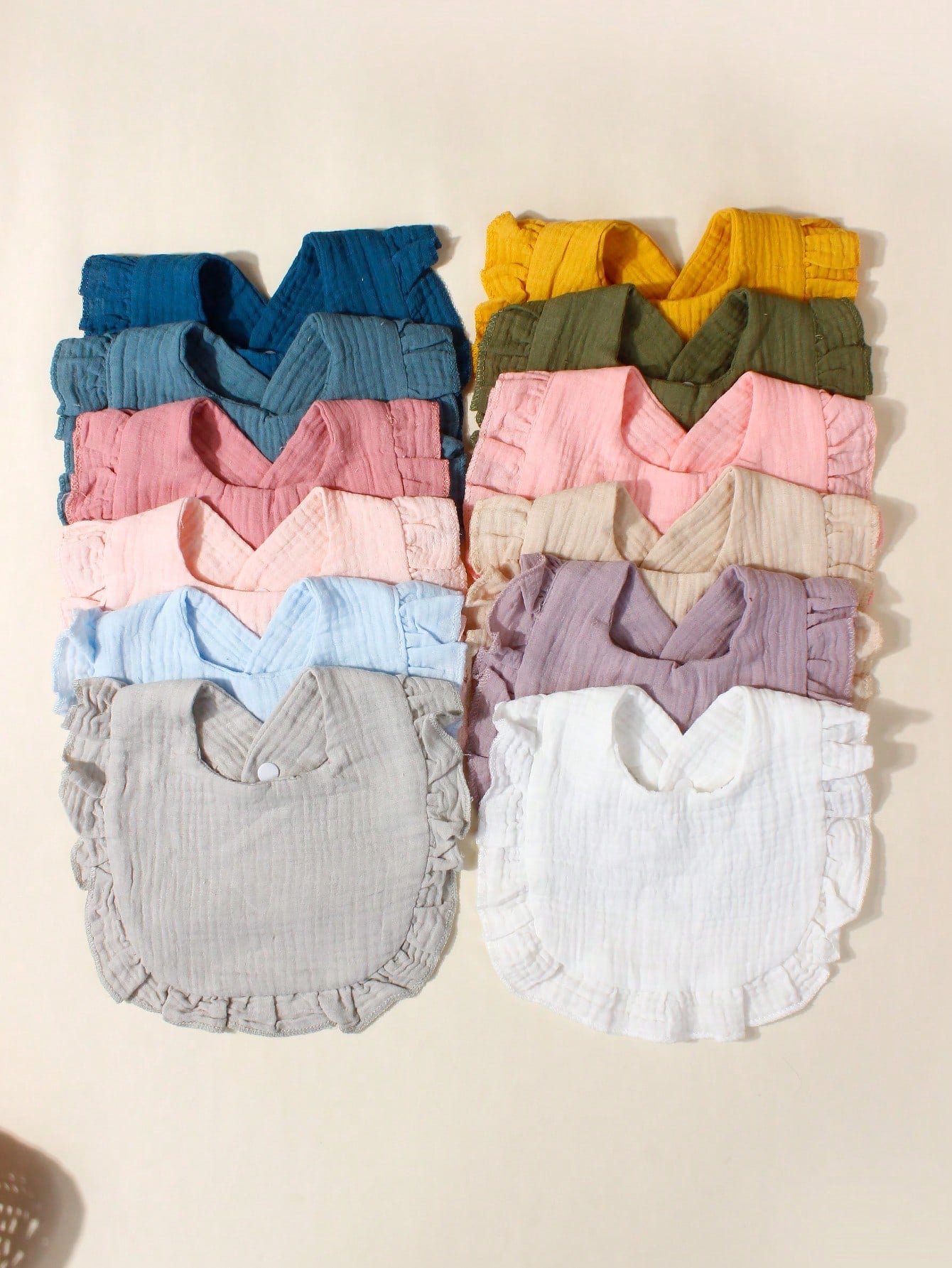 12pcs Newborn Candy Color Soft Breathable Muslin Bibs Set, Cute Baby Drool Cloths, Suitable For Daily Use All Seasons, Comfortable Fabric