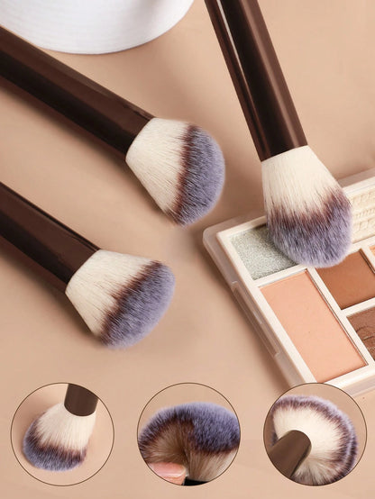 12pcs Professional Soft Hair Long Aluminum Tube Makeup Brush Set, Including Foundation Brush, Eyeshadow Brush, Eyebrow Brush, Blending Brush, Highlighter Brush, Concealer Brush, Suitable For Daily Use