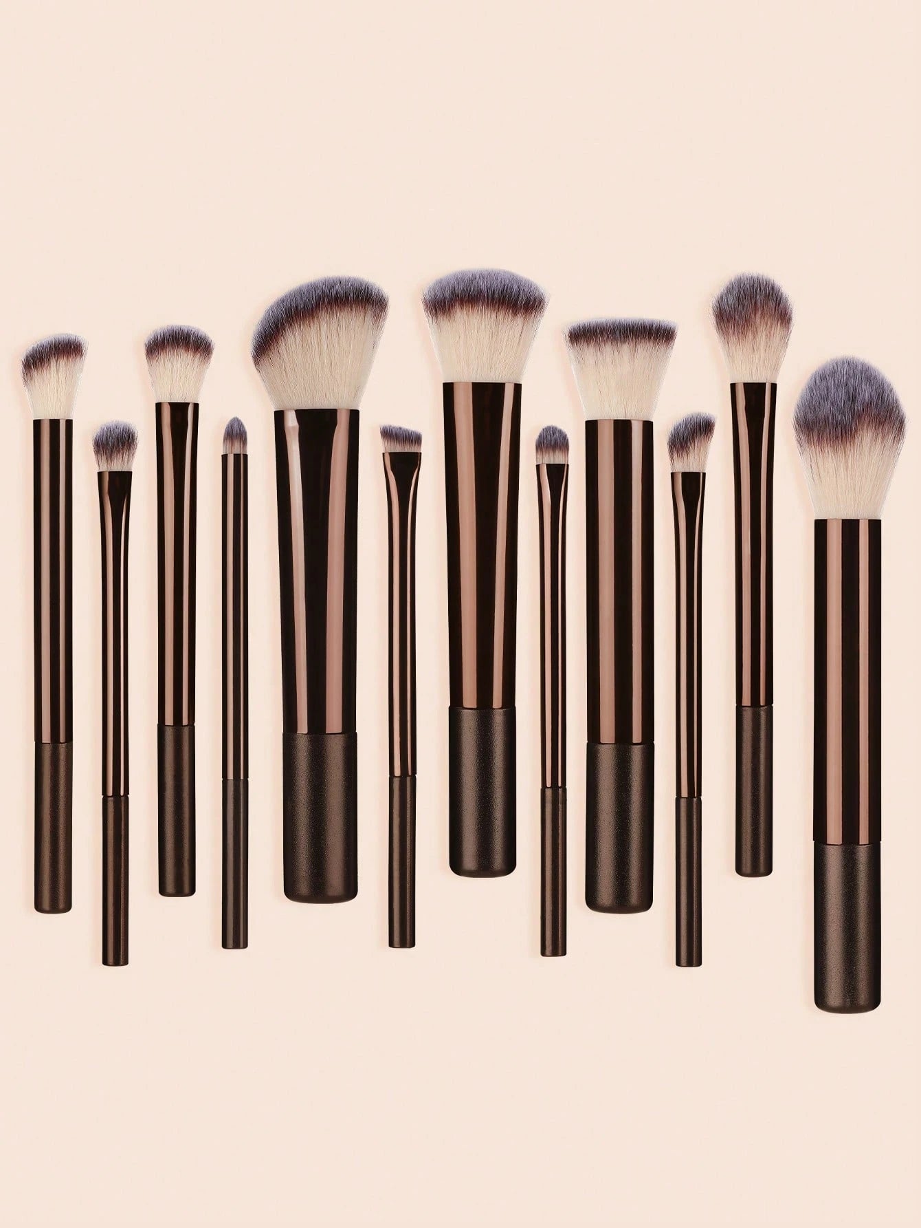 12pcs Professional Soft Hair Long Aluminum Tube Makeup Brush Set, Including Foundation Brush, Eyeshadow Brush, Eyebrow Brush, Blending Brush, Highlighter Brush, Concealer Brush, Suitable For Daily Use