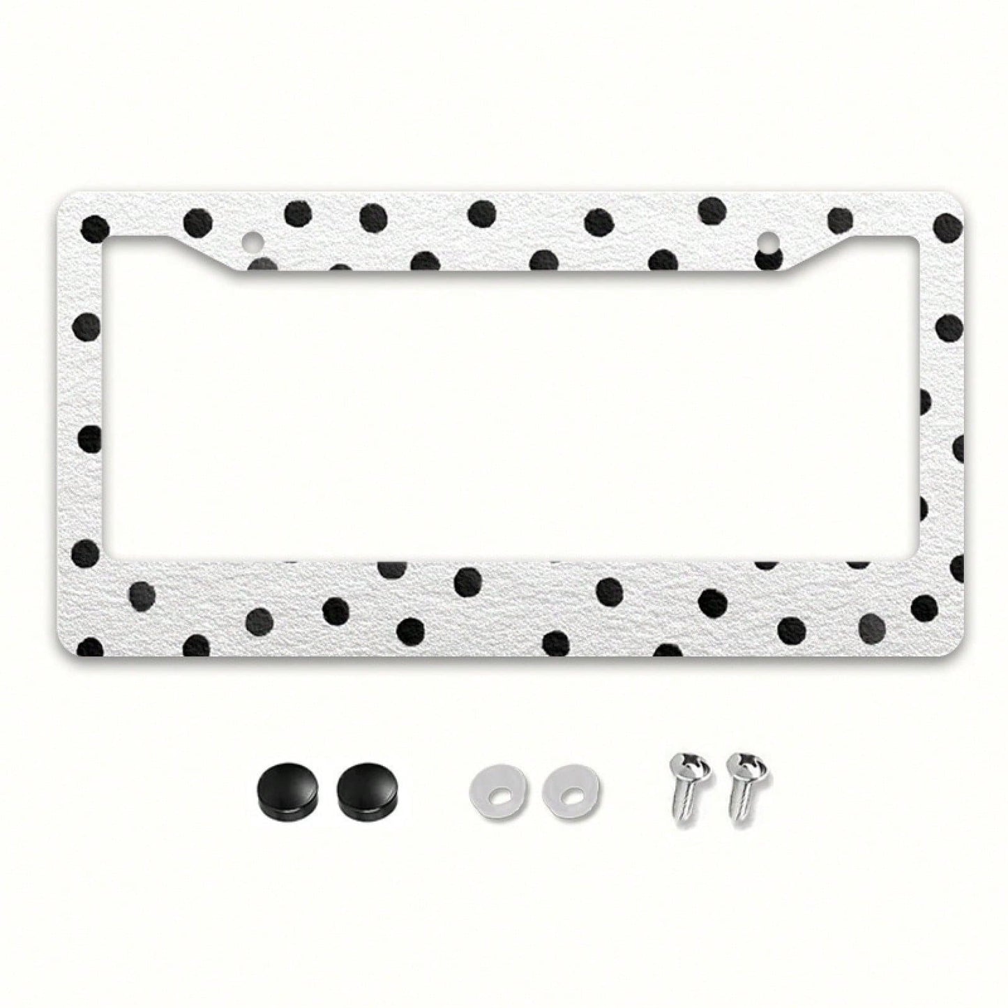 12x6 Inch Classic Polka Dot Car License Plate Frame, With Mounting Screws, Fits North American & Most Vehicles,Valentines,Car Decorn,Car Acessesories,Motorcycle Acesories,Car Must Haves,Car Acessesori