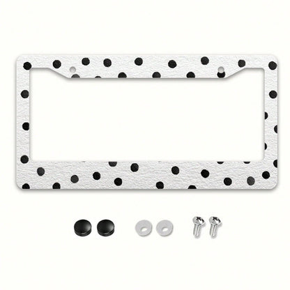 12x6 Inch Classic Polka Dot Car License Plate Frame, With Mounting Screws, Fits North American & Most Vehicles,Valentines,Car Decorn,Car Acessesories,Motorcycle Acesories,Car Must Haves,Car Acessesori