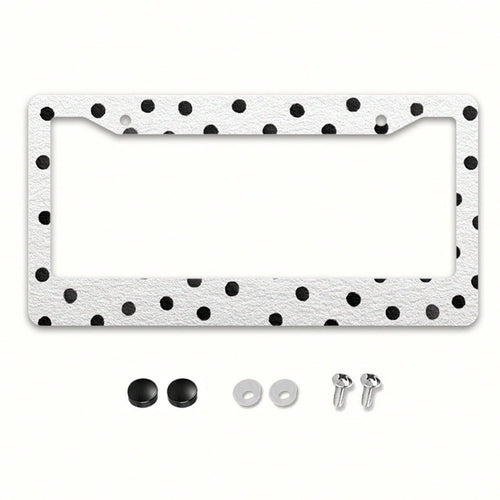 12x6 Inch Classic Polka Dot Car License Plate Frame, With Mounting Screws, Fits North American & Most Vehicles,Valentines,Car Decorn,Car Acessesories,Motorcycle Acesories,Car Must Haves,Car Acessesori