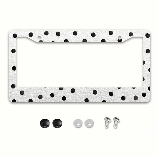 12x6 Inch Classic Polka Dot Car License Plate Frame, With Mounting Screws, Fits North American & Most Vehicles,Valentines,Car Decorn,Car Acessesories,Motorcycle Acesories,Car Must Haves,Car Acessesori