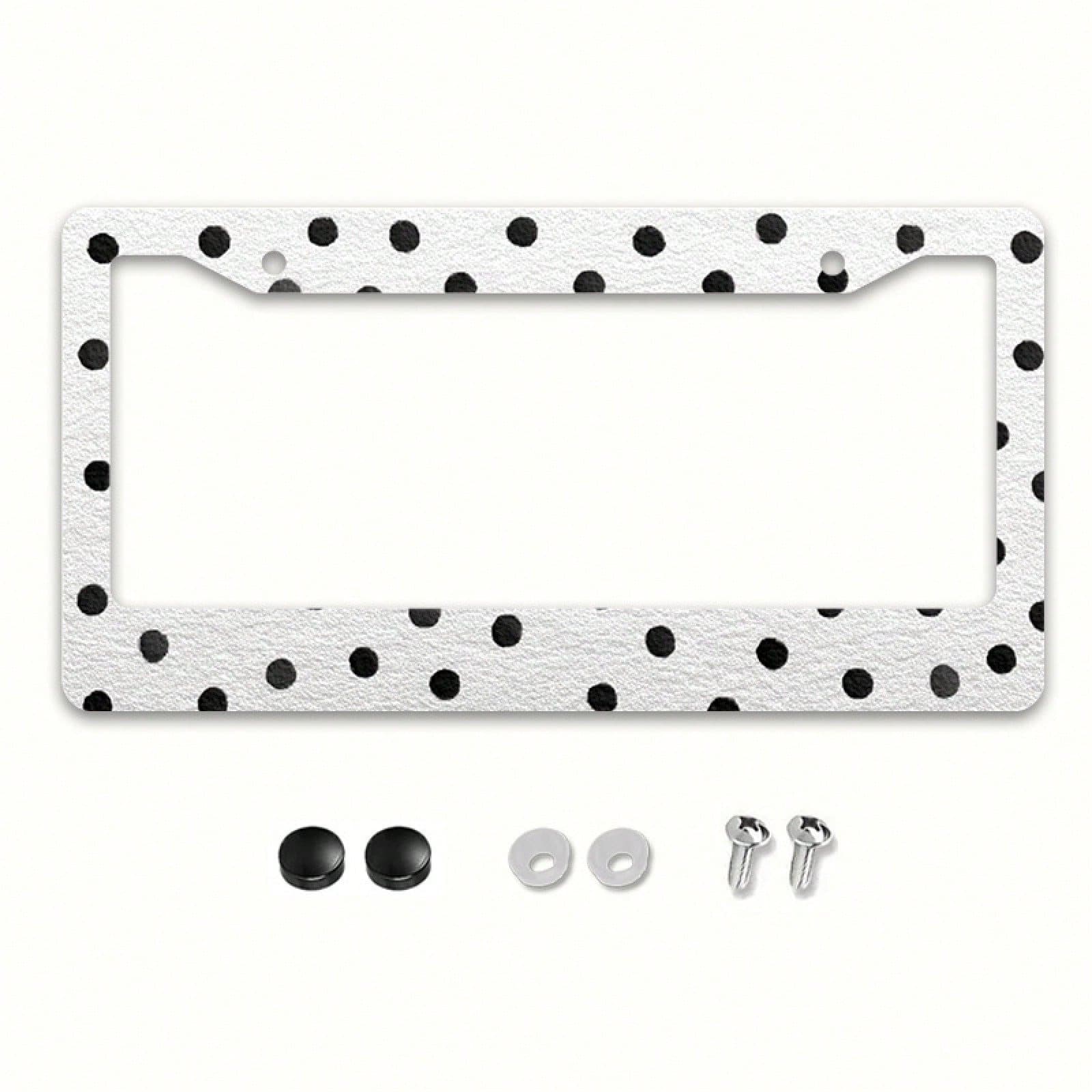 12x6 Inch Classic Polka Dot Car License Plate Frame, With Mounting Screws, Fits North American & Most Vehicles,Valentines,Car Decorn,Car Acessesories,Motorcycle Acesories,Car Must Haves,Car Acessesori
