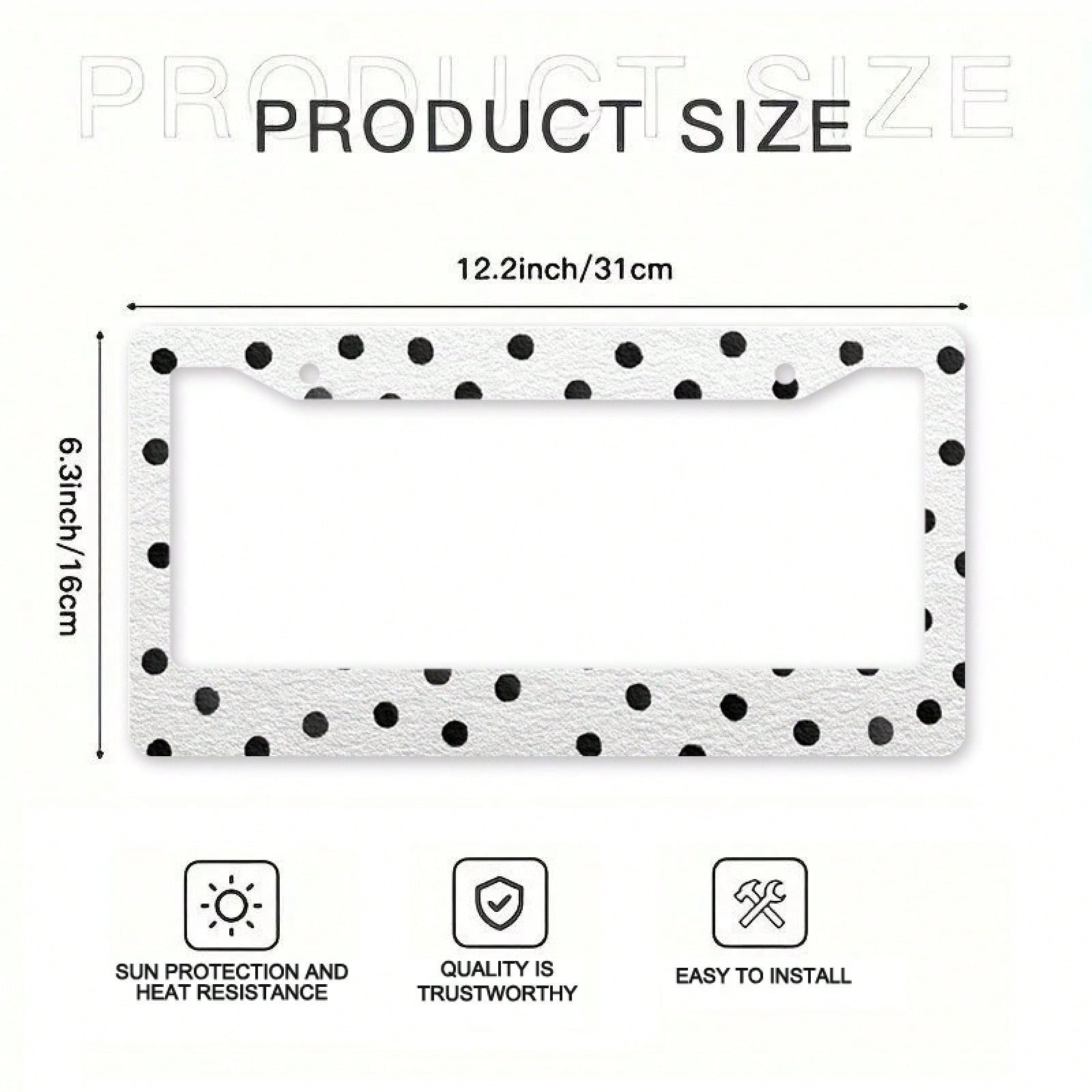 12x6 Inch Classic Polka Dot Car License Plate Frame, With Mounting Screws, Fits North American & Most Vehicles,Valentines,Car Decorn,Car Acessesories,Motorcycle Acesories,Car Must Haves,Car Acessesori
