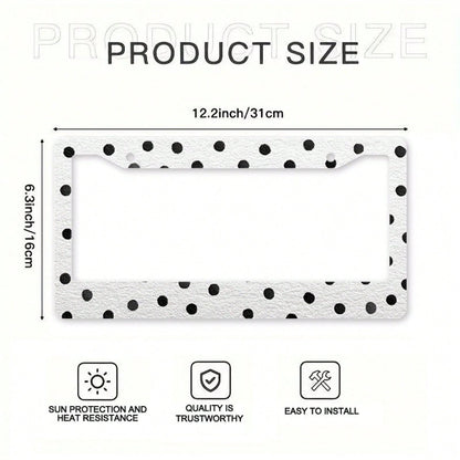 12x6 Inch Classic Polka Dot Car License Plate Frame, With Mounting Screws, Fits North American & Most Vehicles,Valentines,Car Decorn,Car Acessesories,Motorcycle Acesories,Car Must Haves,Car Acessesori