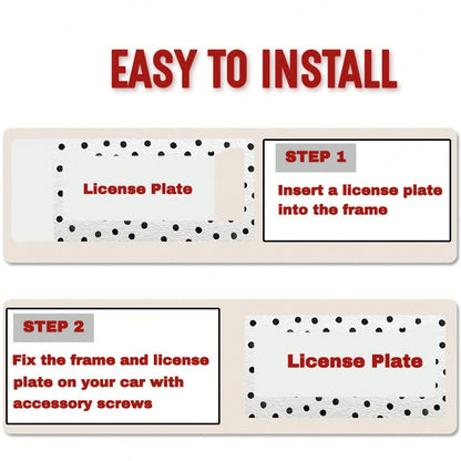 12x6 Inch Classic Polka Dot Car License Plate Frame, With Mounting Screws, Fits North American & Most Vehicles,Valentines,Car Decorn,Car Acessesories,Motorcycle Acesories,Car Must Haves,Car Acessesori