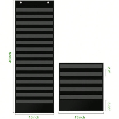 15+1 Pockets Daily Schedule Pocket Chart With 30 Pcs Double-Sided Reusable Cards, Scheduling Pocket Chart For Classroom Office Home Preschool Activity(Black)