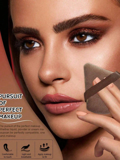15pcs Makeup Brush Set, Includes 2pcs Brown Triangle Powder Puffs, Soft And Fitting, Also 13pcs Makeup Brush Set, Blush, Liquid Lipstick, Eyebrow Pencil, Lip Gloss, Concealer, Eyeshadow, Highlighter