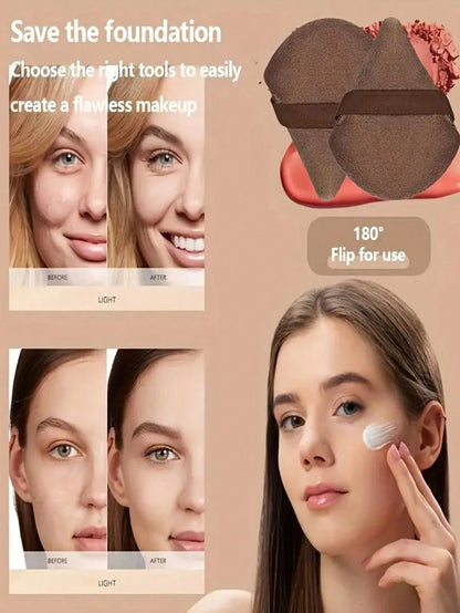 15pcs Makeup Brush Set, Includes 2pcs Brown Triangle Powder Puffs, Soft And Fitting, Also 13pcs Makeup Brush Set, Blush, Liquid Lipstick, Eyebrow Pencil, Lip Gloss, Concealer, Eyeshadow, Highlighter