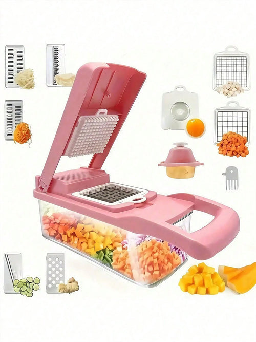 15pcs Vegetable Chopper, Multi-Function Fruit Slicer, Manual Food Processor, Home & Outdoor Camping Vegetable Cutter, Container Chopper, Onion Chopper, Home Potato Shredder, Kitchen Supplies, Manual F
