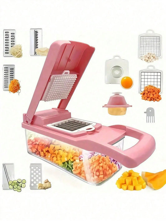 15pcs Vegetable Chopper, Multi-Function Fruit Slicer, Manual Food Processor, Home & Outdoor Camping Vegetable Cutter, Container Chopper, Onion Chopper, Home Potato Shredder, Kitchen Supplies, Manual F