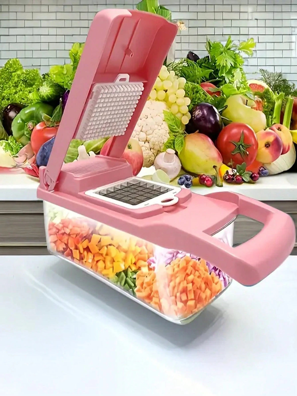 15pcs Vegetable Chopper, Multi-Function Fruit Slicer, Manual Food Processor, Home & Outdoor Camping Vegetable Cutter, Container Chopper, Onion Chopper, Home Potato Shredder, Kitchen Supplies, Manual F