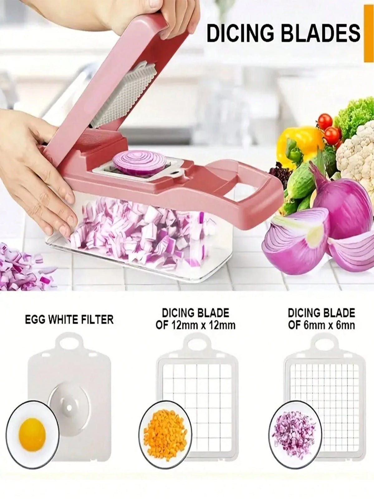 15pcs Vegetable Chopper, Multi-Function Fruit Slicer, Manual Food Processor, Home & Outdoor Camping Vegetable Cutter, Container Chopper, Onion Chopper, Home Potato Shredder, Kitchen Supplies, Manual F