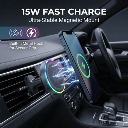 15W Auto-Clamping Wireless Car Charger Holder, Compatible With IPhone 17/16/15/14/13/12/8 Series, Galaxy S25/S24/S23/S22/S21/S20/S10/S9/S8/S7/S6 Series, Note 20/10/9/8/5 Series