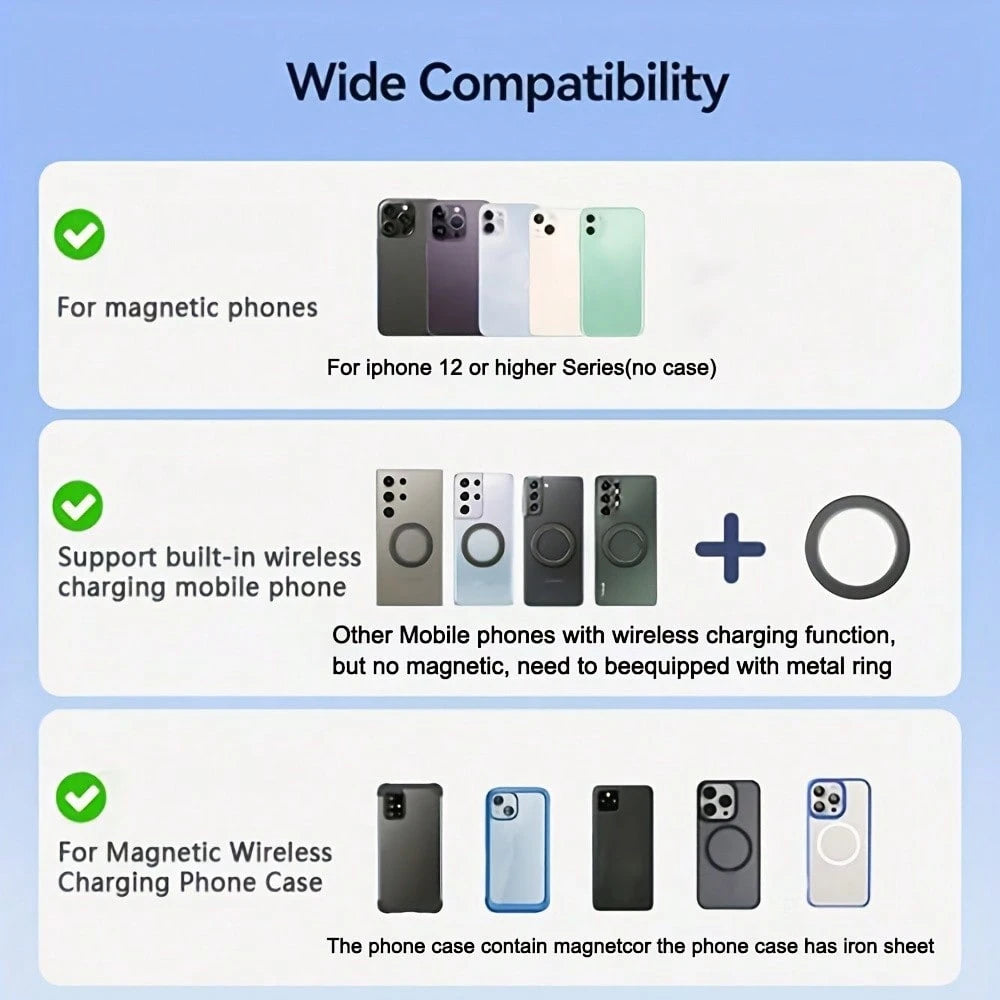 15W Auto-Clamping Wireless Car Charger Holder, Compatible With IPhone 17/16/15/14/13/12/8 Series, Galaxy S25/S24/S23/S22/S21/S20/S10/S9/S8/S7/S6 Series, Note 20/10/9/8/5 Series