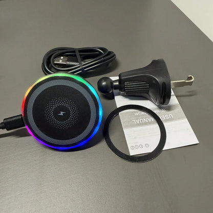 15W Auto-Clamping Wireless Car Charger Holder, Compatible With IPhone 17/16/15/14/13/12/8 Series, Galaxy S25/S24/S23/S22/S21/S20/S10/S9/S8/S7/S6 Series, Note 20/10/9/8/5 Series