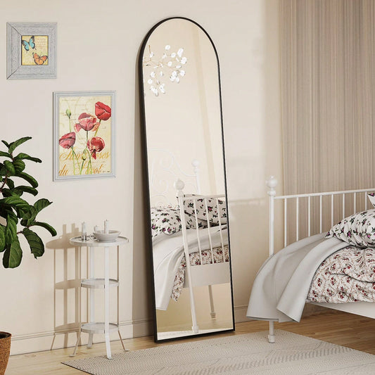 16"X59" Arched Full Length Mirror Full Body Free Standing Floor Mirror, Black