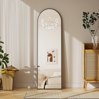 16"X59" Arched Full Length Mirror Full Body Free Standing Floor Mirror, Black