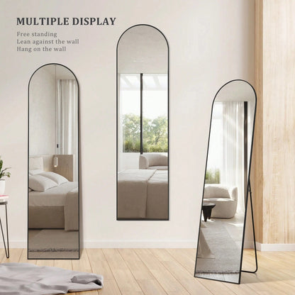16"X59" Arched Full Length Mirror Full Body Free Standing Floor Mirror, Black