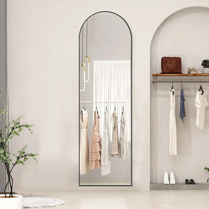 16"X59" Arched Full Length Mirror Full Body Free Standing Floor Mirror, Black