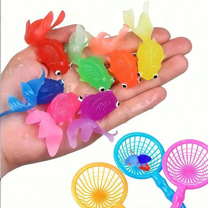 16pcs Realistic Soft Rubber Goldfish Toys, Suitable For Indoor/Outdoor Water Games, Summer Party Decor & Supplies, No Battery Required (Random Colors)
