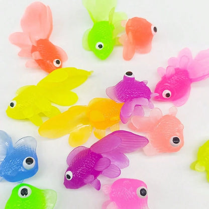 16pcs Realistic Soft Rubber Goldfish Toys, Suitable For Indoor/Outdoor Water Games, Summer Party Decor & Supplies, No Battery Required (Random Colors)
