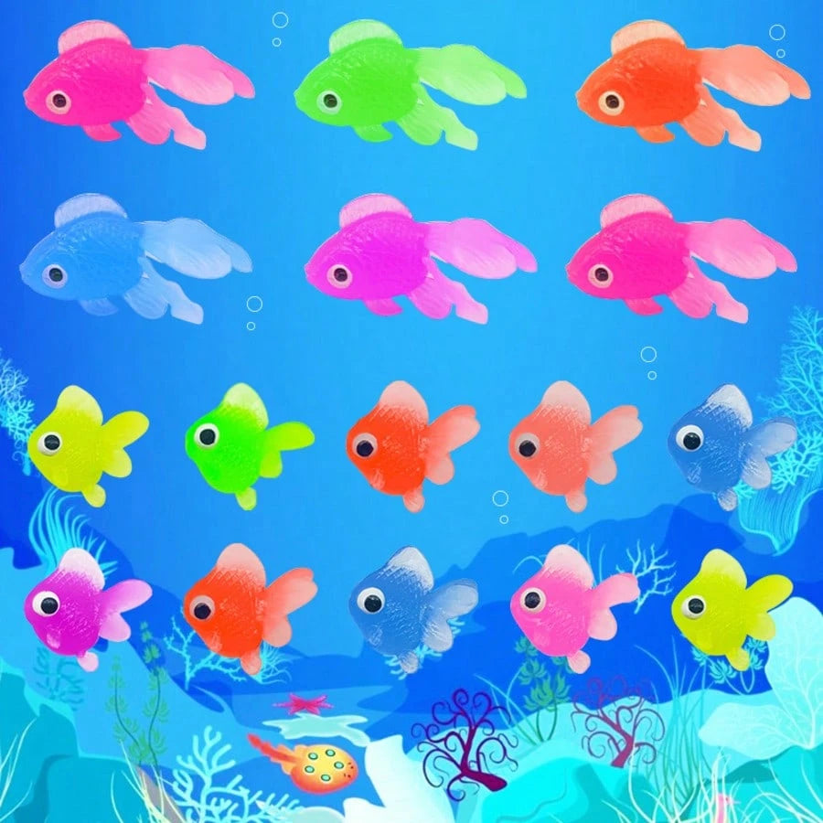 16pcs Realistic Soft Rubber Goldfish Toys, Suitable For Indoor/Outdoor Water Games, Summer Party Decor & Supplies, No Battery Required (Random Colors)