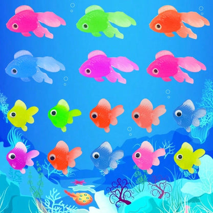 16pcs Realistic Soft Rubber Goldfish Toys, Suitable For Indoor/Outdoor Water Games, Summer Party Decor & Supplies, No Battery Required (Random Colors)