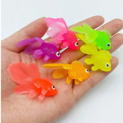 16pcs Realistic Soft Rubber Goldfish Toys, Suitable For Indoor/Outdoor Water Games, Summer Party Decor & Supplies, No Battery Required (Random Colors)
