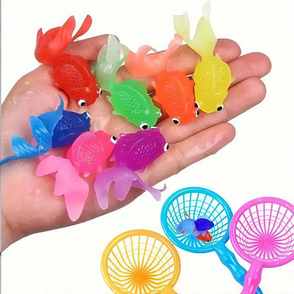 16pcs Realistic Soft Rubber Goldfish Toys, Suitable For Indoor/Outdoor Water Games, Summer Party Decor & Supplies, No Battery Required (Random Colors)