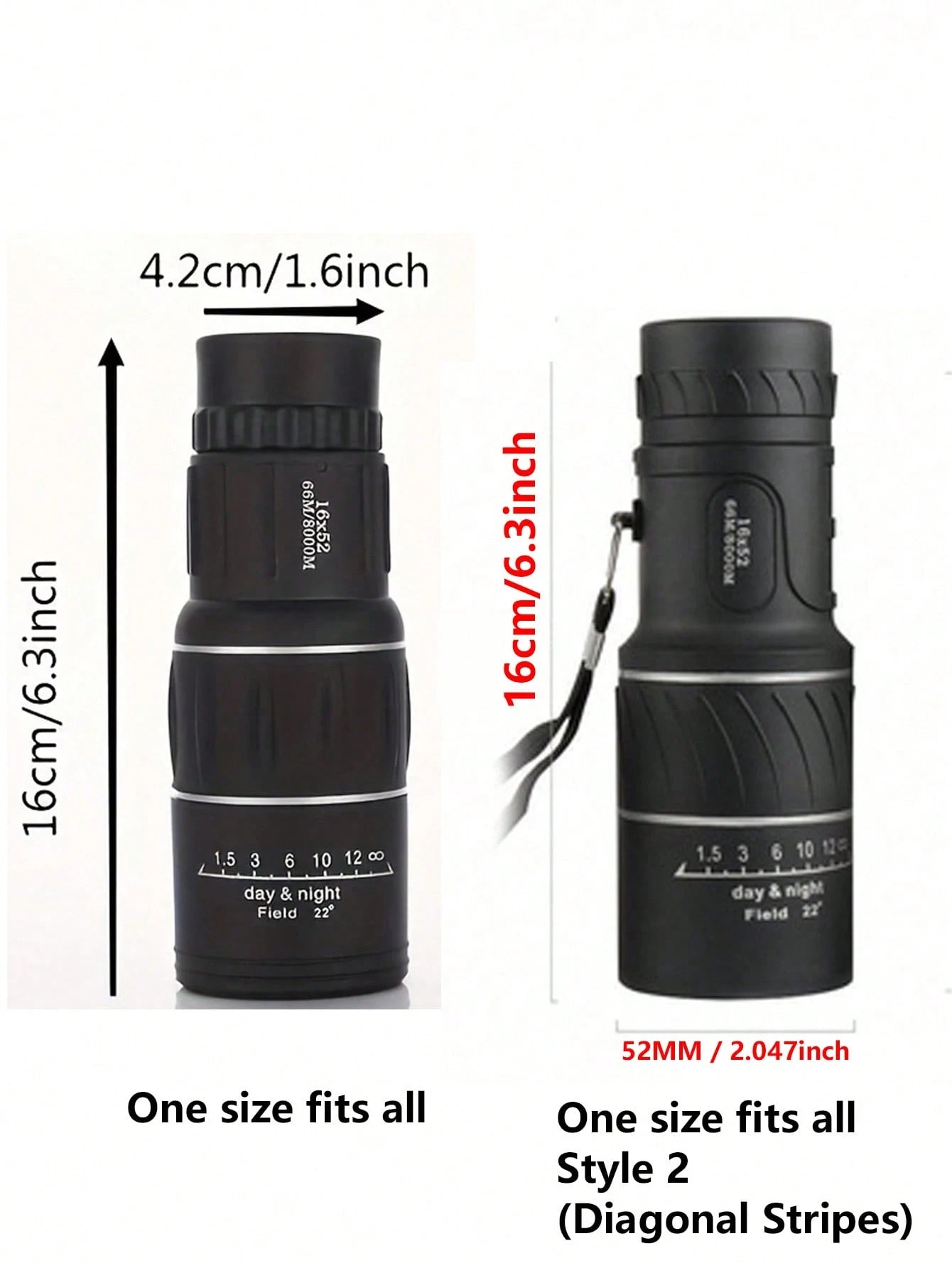 16x52 Hd Portable Monocular Telescope, Long-distance High-definition Focusing Telescope, Camping & Fishing Super-zoom Single Optical Telescope, Compact Monocular With Bak4 Prism, Very Suitable For Hik