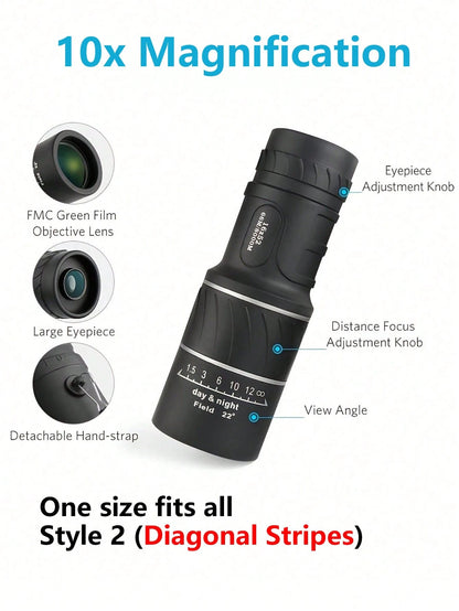 16x52 Hd Portable Monocular Telescope, Long-distance High-definition Focusing Telescope, Camping & Fishing Super-zoom Single Optical Telescope, Compact Monocular With Bak4 Prism, Very Suitable For Hik