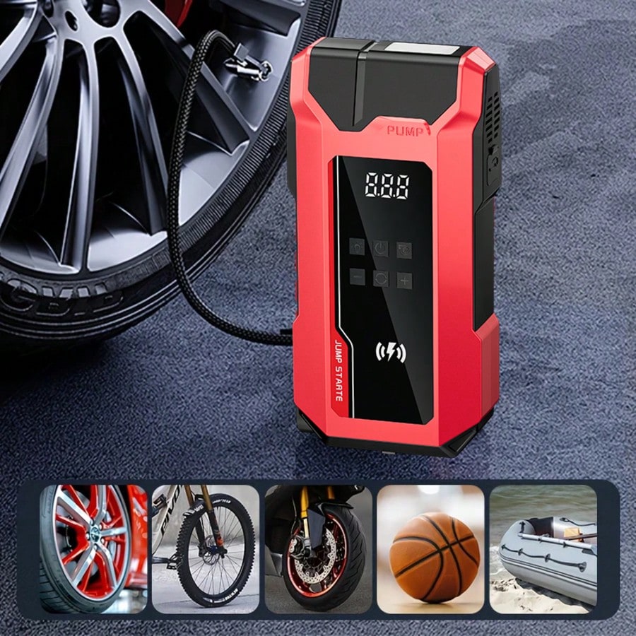 180PSI Air Compressor Jump Starter 6000A Peak, 20000mAh QC18W Portable Power Bank, Digital Tire Inflator, LED Emergency Light, Car Battery Charger, Roadside Kit Gift For Dad
