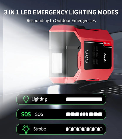 180PSI Air Compressor Jump Starter 6000A Peak, 20000mAh QC18W Portable Power Bank, Digital Tire Inflator, LED Emergency Light, Car Battery Charger, Roadside Kit Gift For Dad