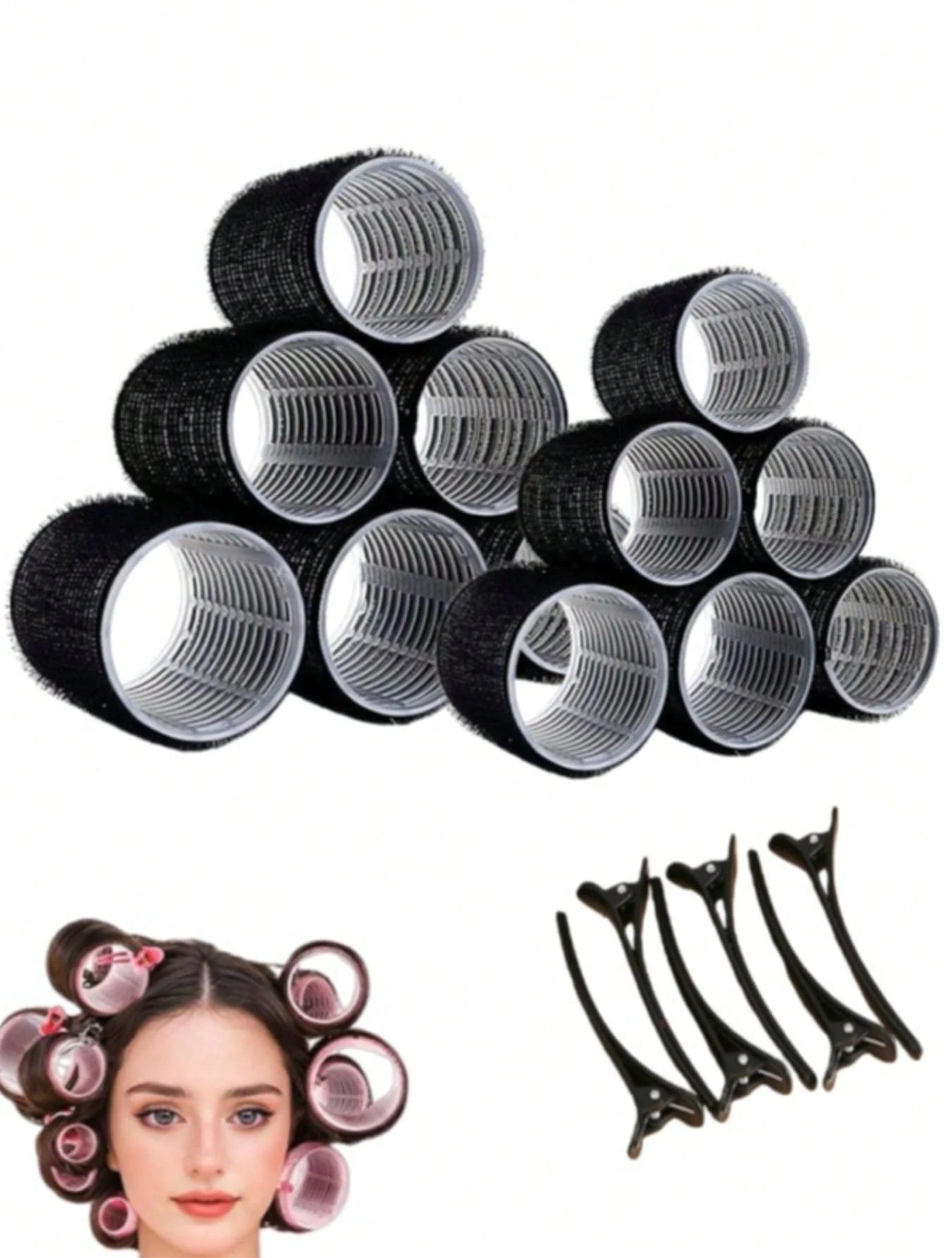 18pcs/36pcs Set Large Hair Curlers With Clips, Self-Adhesive Hair Rollers, Suitable For Long/Medium/Short Hair And Bangs, DIY Curling Tools, Hair Curlers, Curling Brushes, Hair Rollers, Curling Produc