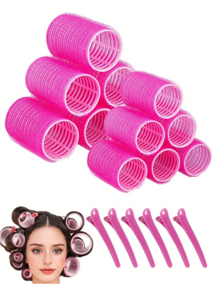 18pcs/36pcs Set Large Hair Curlers With Clips, Self-Adhesive Hair Rollers, Suitable For Long/Medium/Short Hair And Bangs, DIY Curling Tools, Hair Curlers, Curling Brushes, Hair Rollers, Curling Produc