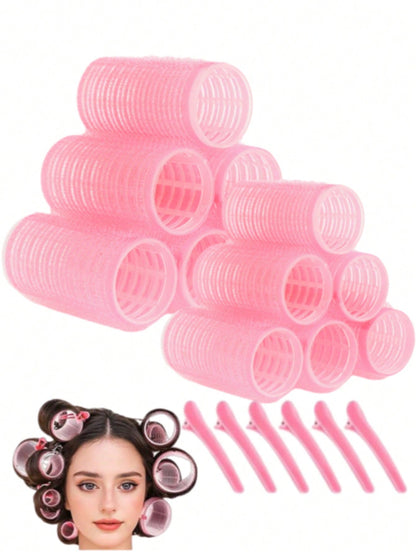 18pcs/36pcs Set Large Hair Curlers With Clips, Self-Adhesive Hair Rollers, Suitable For Long/Medium/Short Hair And Bangs, DIY Curling Tools, Hair Curlers, Curling Brushes, Hair Rollers, Curling Produc