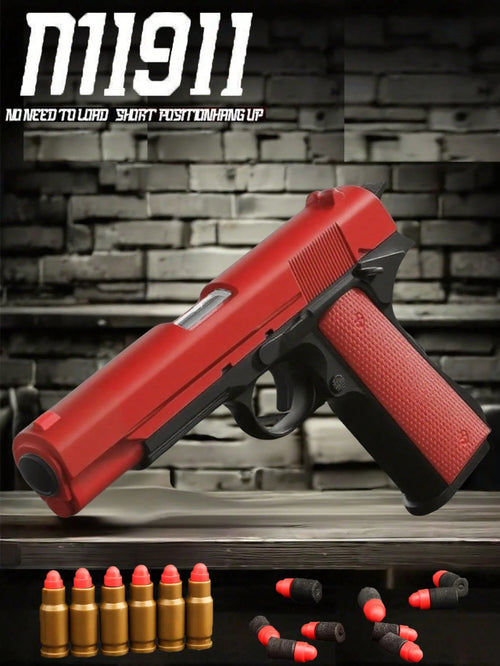 1911 Manual Ejection Toy Gun, 10 Soft Bullets, 8 Cartridges, 1 Shooting Practice Game, Handgun Model, Birthday Gift (This Product Has Two Options: With Text And Without Text, Randomly Sent, Some Acces