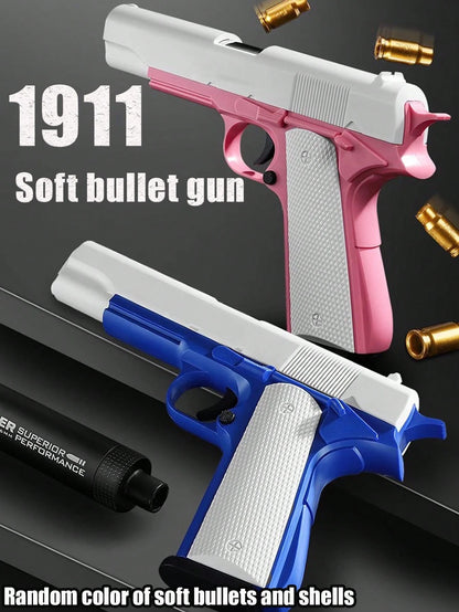 1911 Manual Ejection Toy Gun, 10 Soft Bullets, 8 Cartridges, 1 Shooting Practice Game, Handgun Model, Birthday Gift (This Product Has Two Options: With Text And Without Text, Randomly Sent, Some Acces