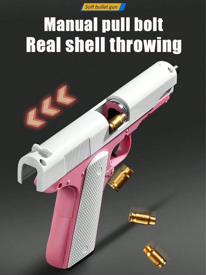 1911 Manual Ejection Toy Gun, 10 Soft Bullets, 8 Cartridges, 1 Shooting Practice Game, Handgun Model, Birthday Gift (This Product Has Two Options: With Text And Without Text, Randomly Sent, Some Acces