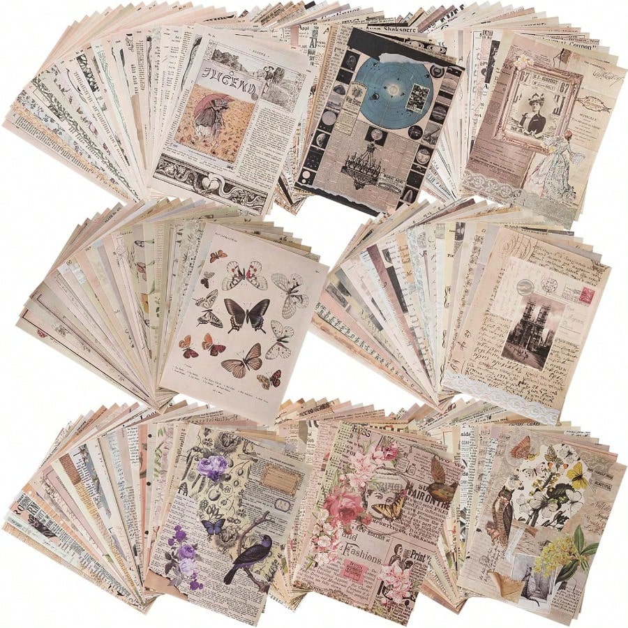 192 Sheets Of Scrapbook Paper, Journaling Scrapbooking Supplies Craft Paper Kits Vintage Room Decor Posters Decoupage Paper Ephemera For Junk Journals Bullet Journal Card Making Decorative Background