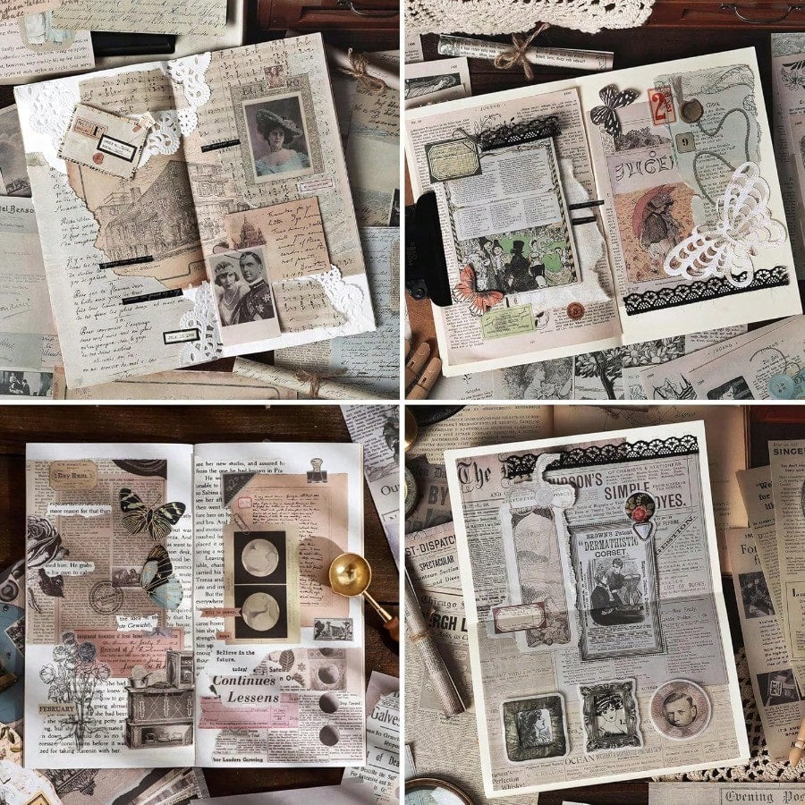192 Sheets Of Scrapbook Paper, Journaling Scrapbooking Supplies Craft Paper Kits Vintage Room Decor Posters Decoupage Paper Ephemera For Junk Journals Bullet Journal Card Making Decorative Background