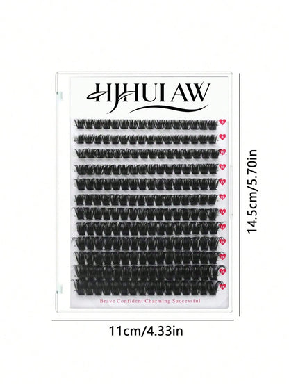192pcs DIY Eyelash Cluster Pre-Made Fan-Shaped Soft Glue Ribbon Russian Style Thick 100pcs Classic False Eyelashes C/D Curl 8-18mm Length Fluffy Texture Easy To Wear Makeup Tool