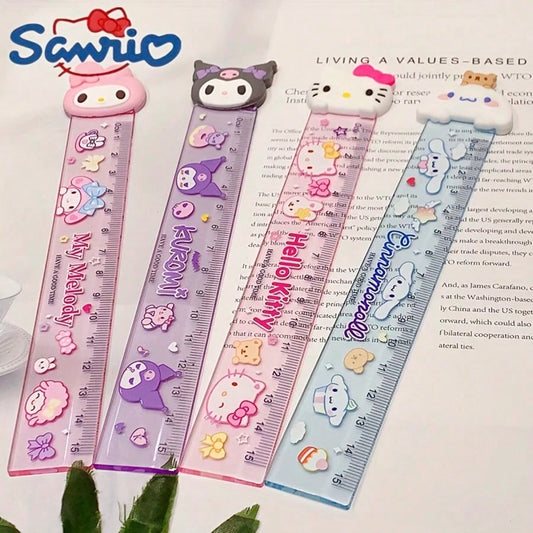 1pc/12pcs Cartoon Ruler Set: Cute 5.91 Inch Plastic Ruler, Pattern Is,And Friends, Suitable For School And Office Use