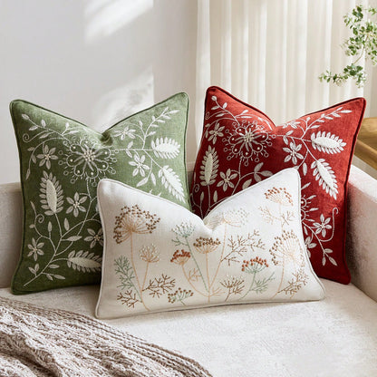1pc 12x20 Inch Embroidered Throw Pillow Cover, Bohemian Style Decorative Cushion Cover With Zipper, Suitable For Living Room Sofa Bed, Floral & Bee Design, Beige