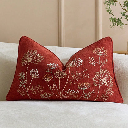 1pc 12x20 Inch Embroidered Throw Pillow Cover, Bohemian Style Decorative Cushion Cover With Zipper, Suitable For Living Room Sofa Bed, Floral & Bee Design, Beige
