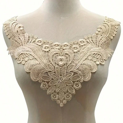 1Pc/2/3Pcs Elegant Water-Soluble Embroidery Lace Collar- Featuring Floral And Lace Patterns, Available In Black/White/Apricot, Suitable For Shirts And Jackets, Ideal For Sewing Projects