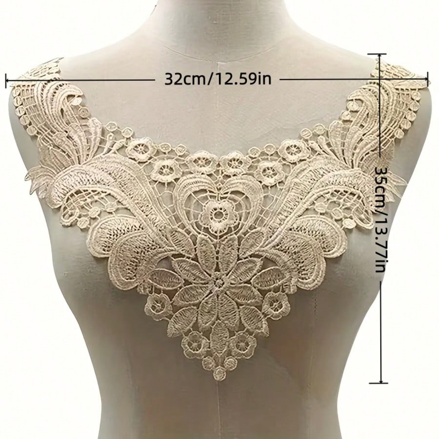 1Pc/2/3Pcs Elegant Water-Soluble Embroidery Lace Collar- Featuring Floral And Lace Patterns, Available In Black/White/Apricot, Suitable For Shirts And Jackets, Ideal For Sewing Projects